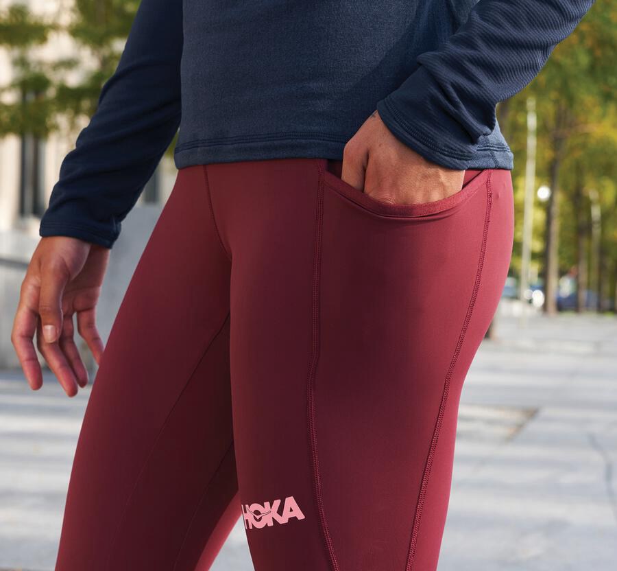 Hoka One One Broek Dames - Performance Crop Tight - Bruin - EV8951426